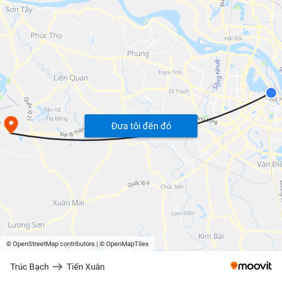 Trúc Bạch to Tiến Xuân map