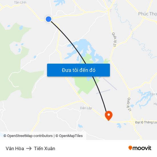 Vân Hòa to Tiến Xuân map