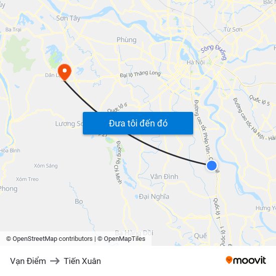 Vạn Điểm to Tiến Xuân map