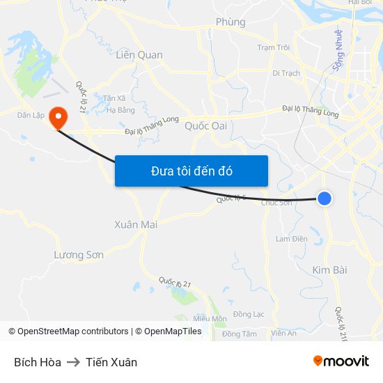 Bích Hòa to Tiến Xuân map