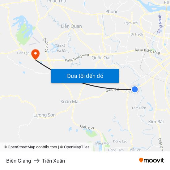 Biên Giang to Tiến Xuân map