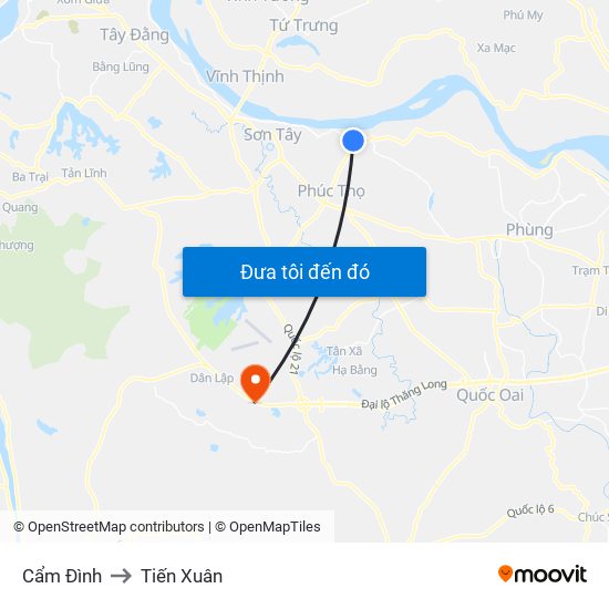 Cẩm Đình to Tiến Xuân map