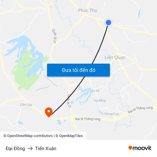 Đại Đồng to Tiến Xuân map