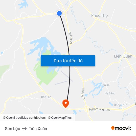 Sơn Lộc to Tiến Xuân map