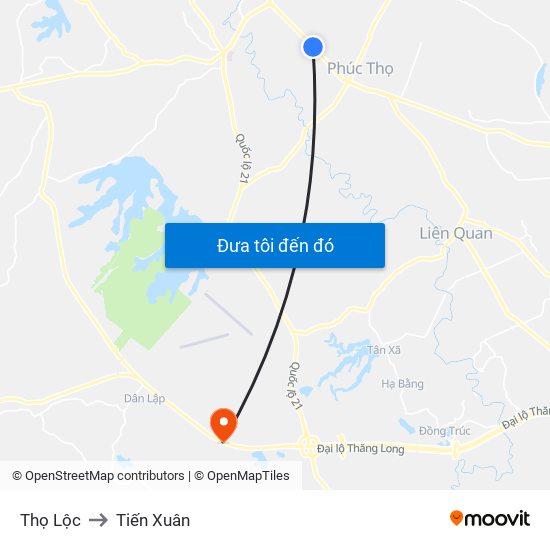 Thọ Lộc to Tiến Xuân map