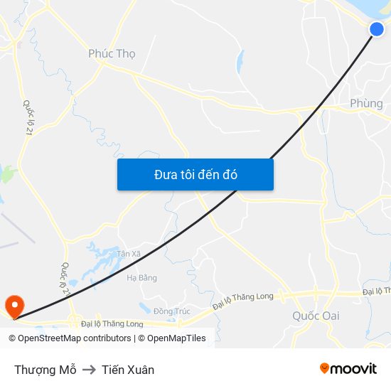 Thượng Mỗ to Tiến Xuân map