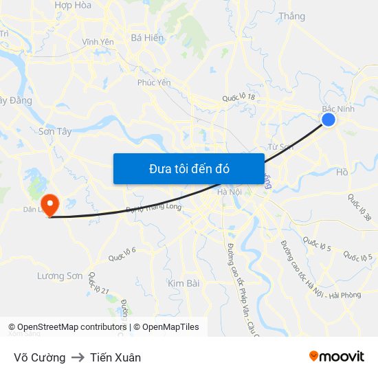 Võ Cường to Tiến Xuân map