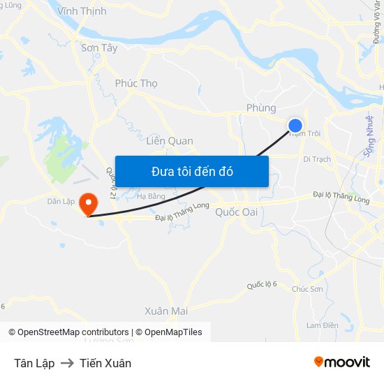 Tân Lập to Tiến Xuân map