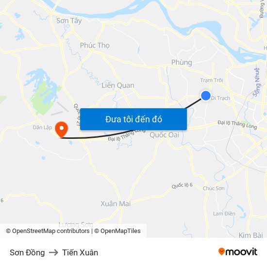 Sơn Đồng to Tiến Xuân map