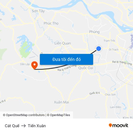 Cát Quế to Tiến Xuân map