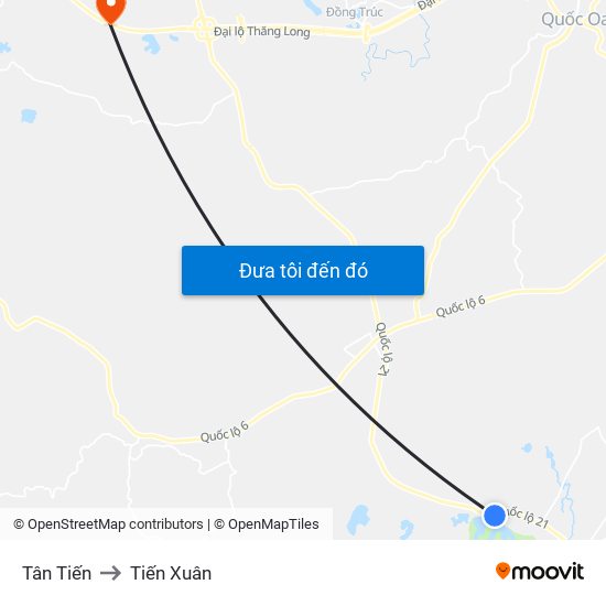 Tân Tiến to Tiến Xuân map