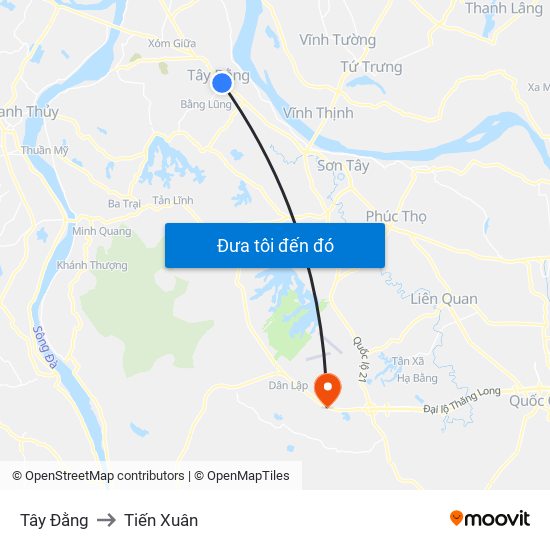 Tây Đằng to Tiến Xuân map