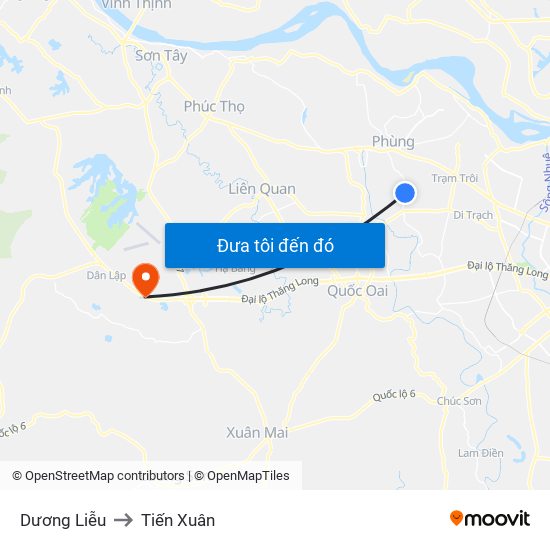 Dương Liễu to Tiến Xuân map