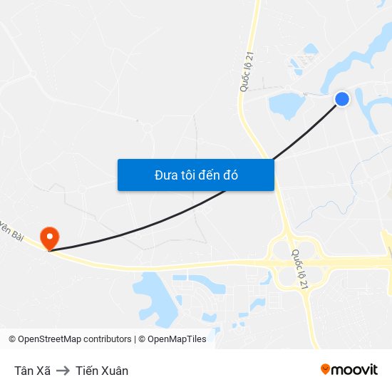 Tân Xã to Tiến Xuân map