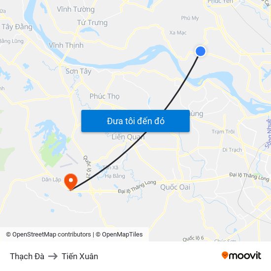 Thạch Đà to Tiến Xuân map