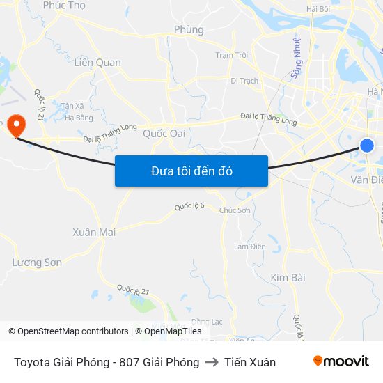 Toyota Giải Phóng - 807 Giải Phóng to Tiến Xuân map