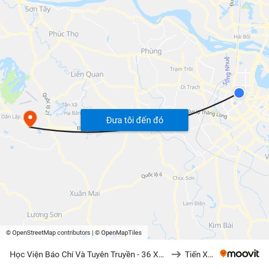 Học Viện Báo Chí Và Tuyên Truyền - 36 Xuân Thủy to Tiến Xuân map