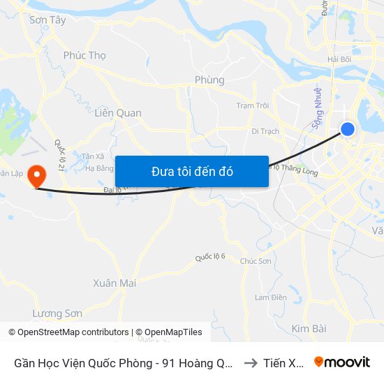 Gần Học Viện Quốc Phòng - 91 Hoàng Quốc Việt to Tiến Xuân map