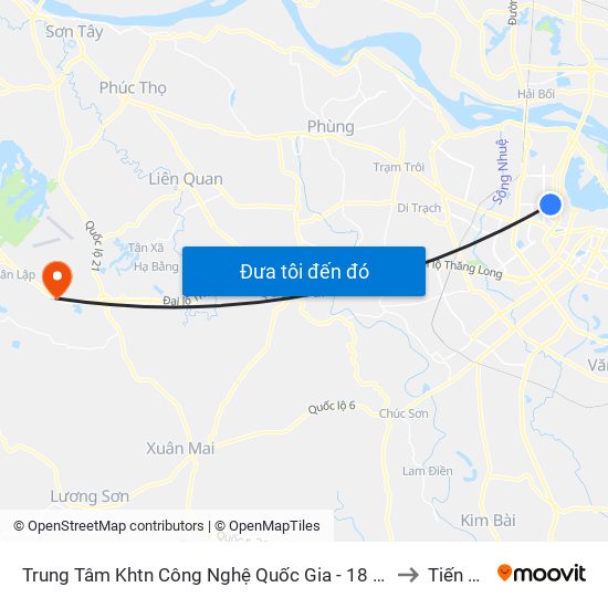 Trung Tâm Khtn Công Nghệ Quốc Gia - 18 Hoàng Quốc Việt to Tiến Xuân map