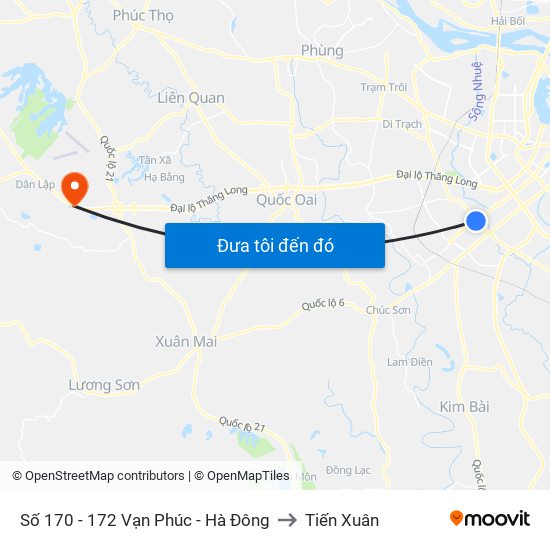 Số 170 - 172 Vạn Phúc - Hà Đông to Tiến Xuân map