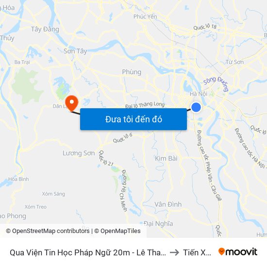 Qua Viện Tin Học Pháp Ngữ 20m - Lê Thanh Nghị to Tiến Xuân map