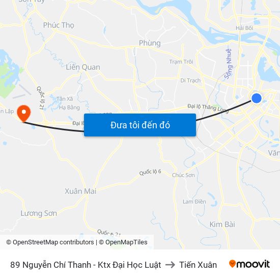 89 Nguyễn Chí Thanh - Ktx Đại Học Luật to Tiến Xuân map