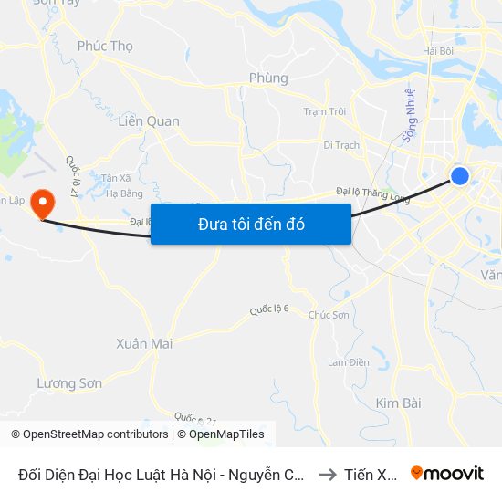 Đối Diện Đại Học Luật Hà Nội - Nguyễn Chí Thanh to Tiến Xuân map