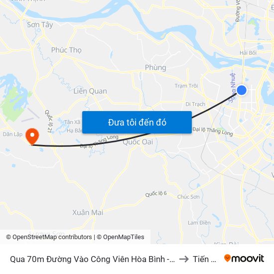 Qua 70m Đường Vào Công Viên Hòa Bình - Phạm Văn Đồng to Tiến Xuân map