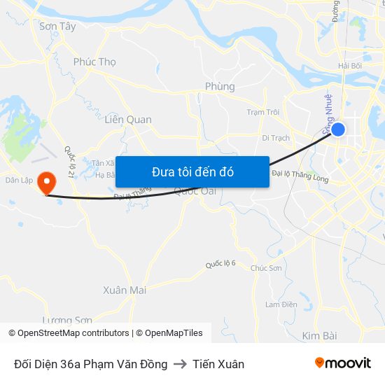 Đối Diện 36a Phạm Văn Đồng to Tiến Xuân map