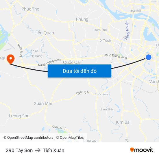 290 Tây Sơn to Tiến Xuân map