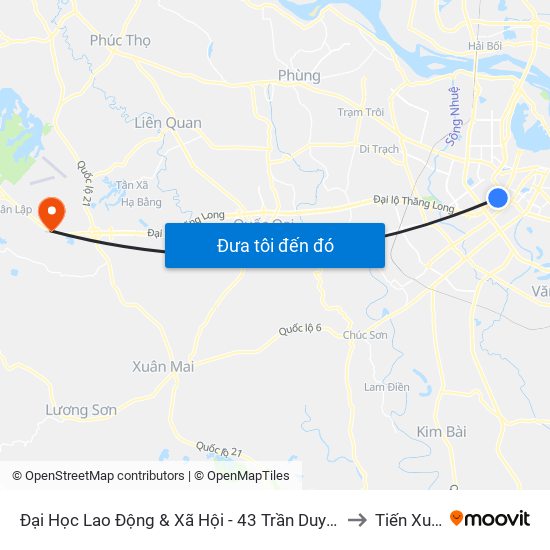 Đại Học Lao Động & Xã Hội - 43 Trần Duy Hưng to Tiến Xuân map
