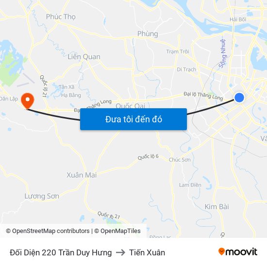Đối Diện 220 Trần Duy Hưng to Tiến Xuân map