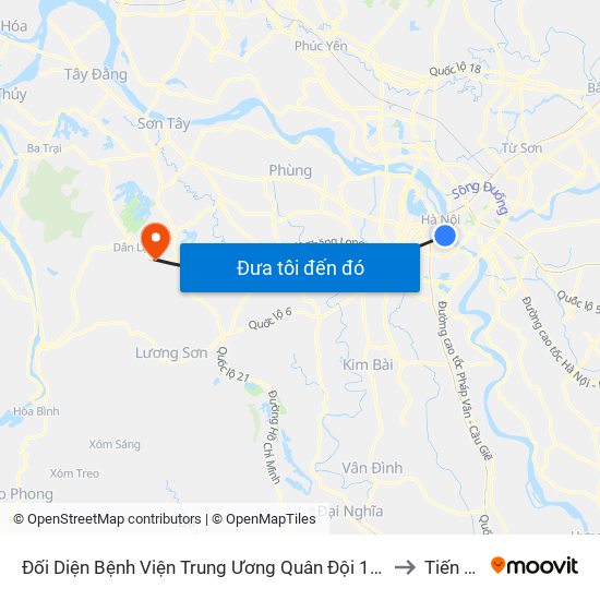 Đối Diện Bệnh Viện Trung Ương Quân Đội 108 - Trần Hưng Đạo to Tiến Xuân map