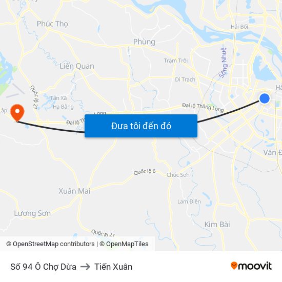 Số 94 Ô Chợ Dừa to Tiến Xuân map