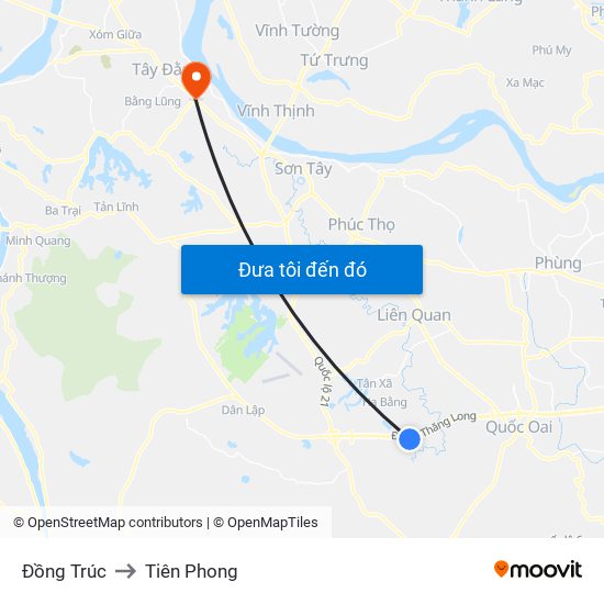 Đồng Trúc to Tiên Phong map
