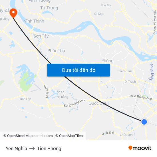 Yên Nghĩa to Tiên Phong map