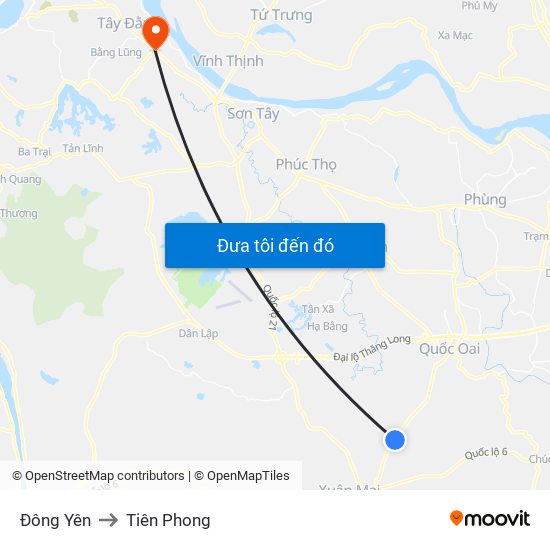 Đông Yên to Tiên Phong map