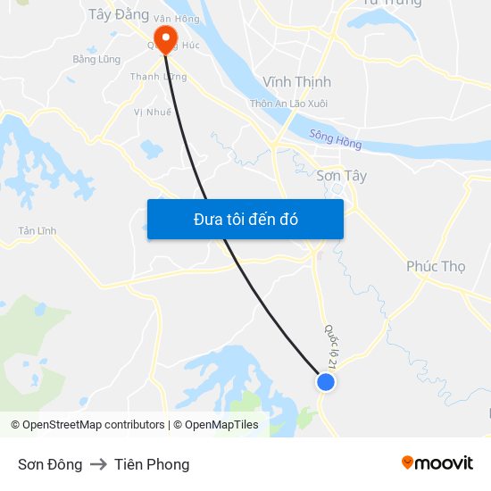 Sơn Đông to Tiên Phong map