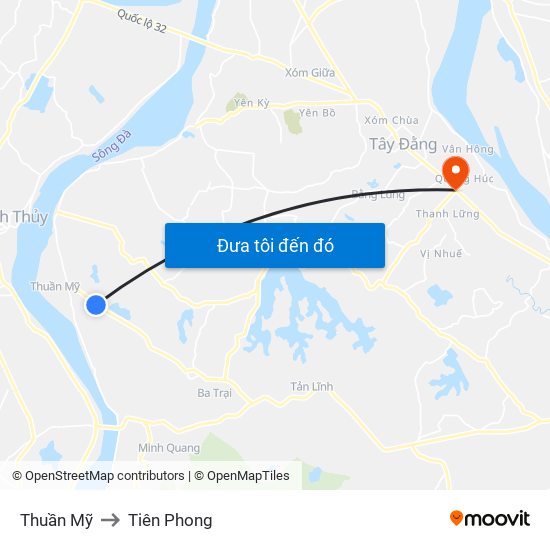 Thuần Mỹ to Tiên Phong map