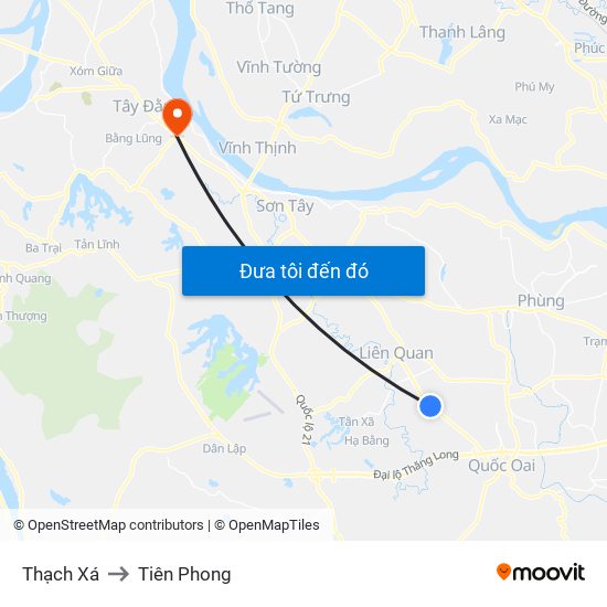 Thạch Xá to Tiên Phong map