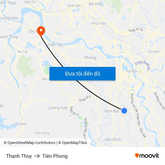Thanh Thùy to Tiên Phong map