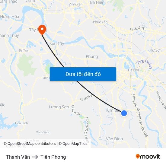 Thanh Văn to Tiên Phong map