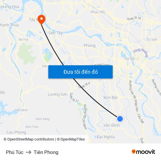 Phú Túc to Tiên Phong map
