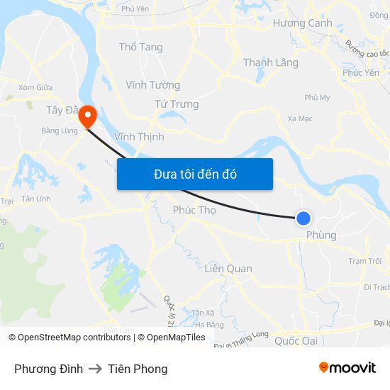 Phương Đình to Tiên Phong map