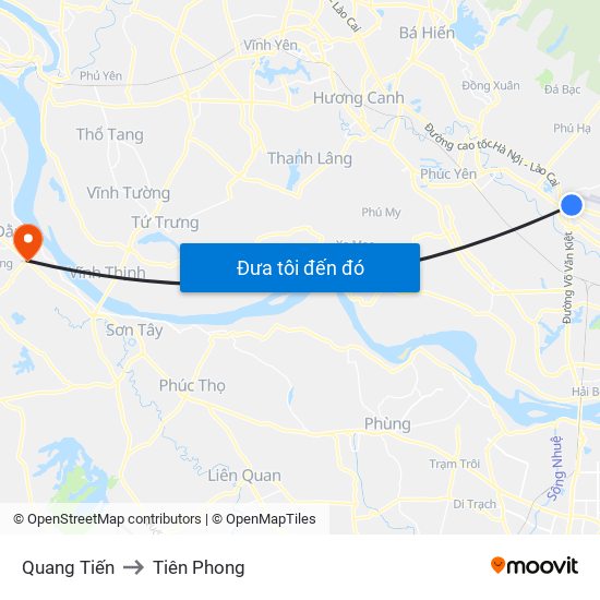 Quang Tiến to Tiên Phong map