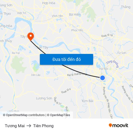 Tương Mai to Tiên Phong map