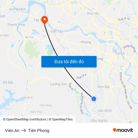 Viên An to Tiên Phong map