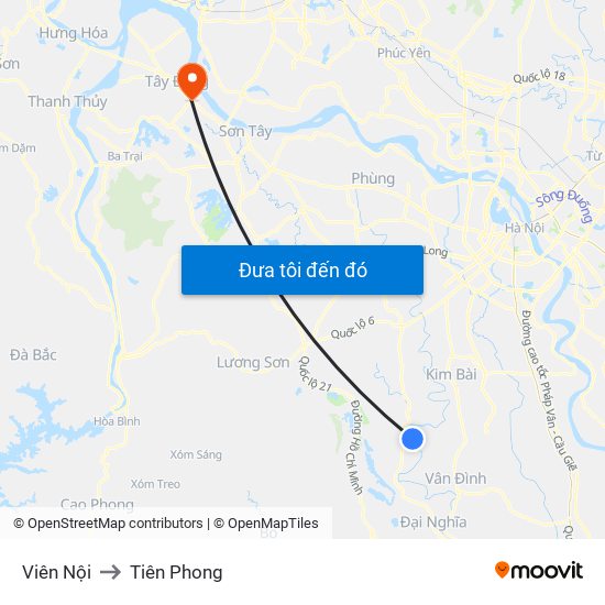 Viên Nội to Tiên Phong map