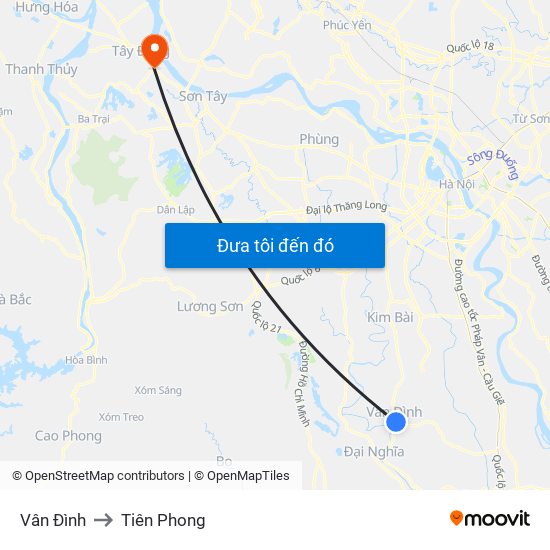 Vân Đình to Tiên Phong map