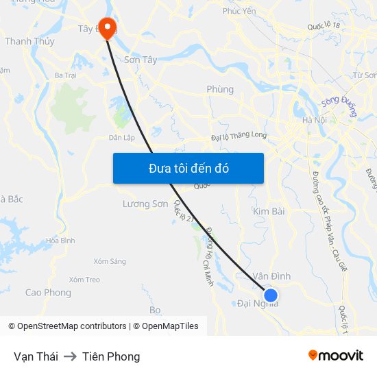 Vạn Thái to Tiên Phong map